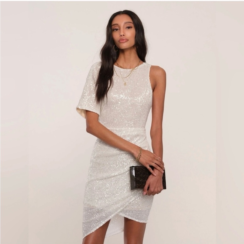 Elegant White Sequin Dress